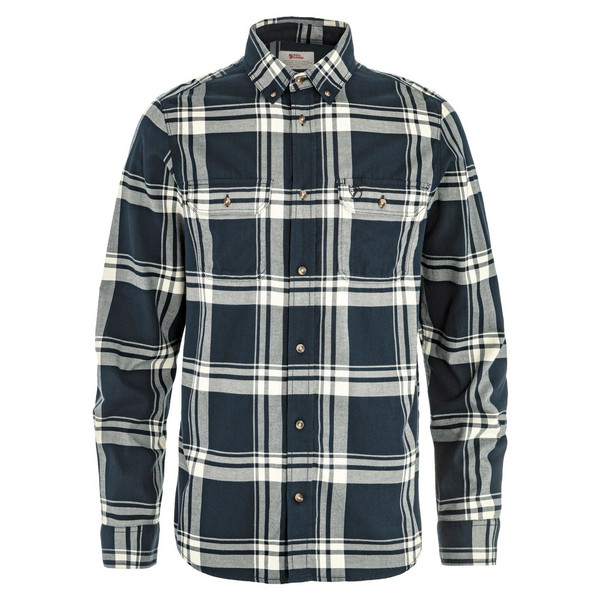 ÖVIK LITE FLANNEL SHIRT M Herren - Flanellhemd-DARK NAVY-CHALK WHITE