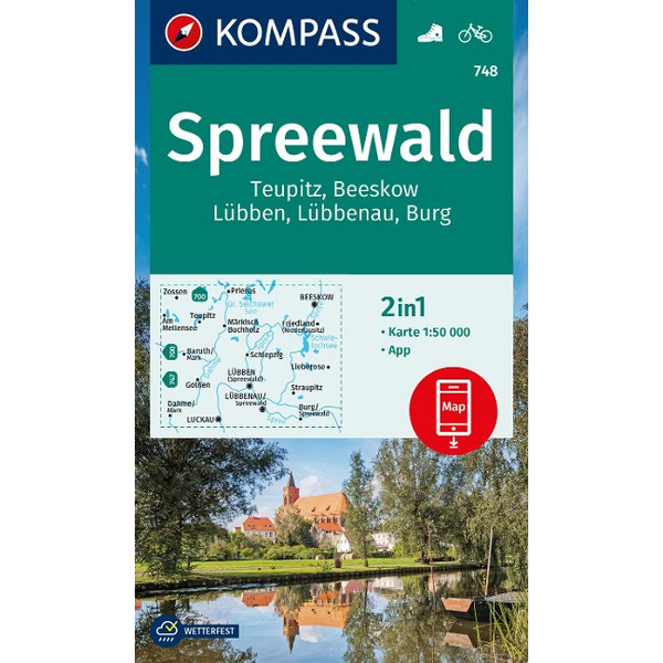 KOMPASS WANDERKARTE 748 SPREEWALD, TEUPITZ, BEESKOW, LÜBBEN Ansicht 1