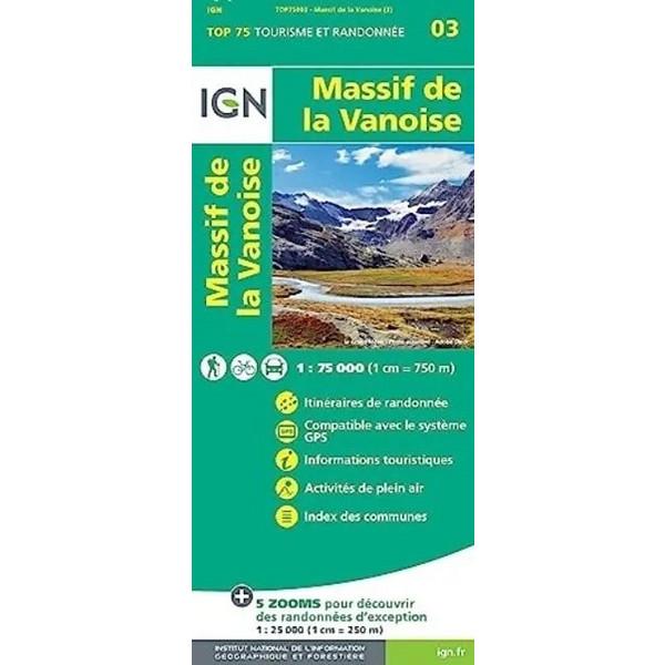 IGN 75 000 TOURISTISCHE WANDERKARTE 03 MASSIF DE LA VANOISE Ansicht 1