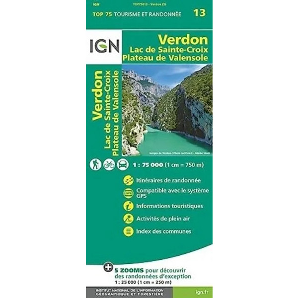 IGN 75 000 TOURISTISCHE WANDERKARTE 13 VERDON LAC DE SAINTE Ansicht 1