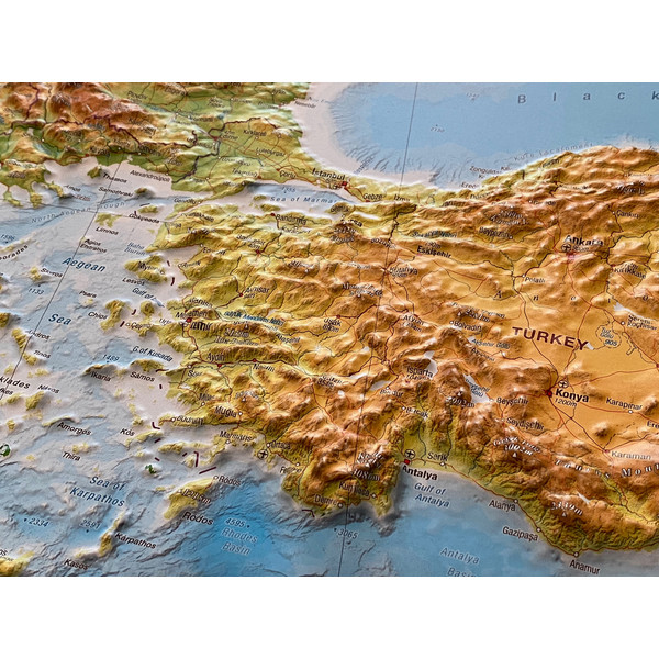 RELIEF MITTELMEER 1:5.5MIO MIT NATURHOLZRAHMEN - Wand Karte Ansicht 7