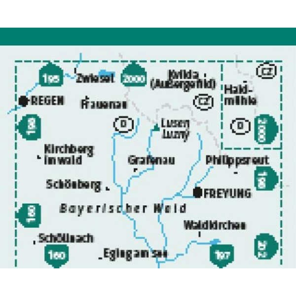KOMPASS WANDERKARTE 196 MITTLERER BAYERISCHER WALD 1:50.000 Ansicht 2
