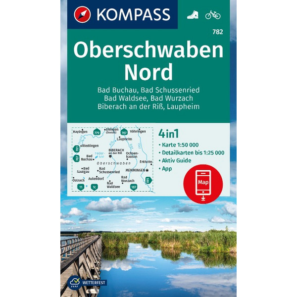 KOMPASS WANDERKARTE 782 OBERSCHWABEN NORD 1:50.000 Ansicht 1