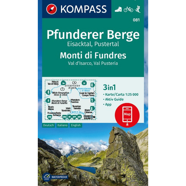 KOMPASS WANDERKARTE 081 PFUNDERER BERGE 1:25.000