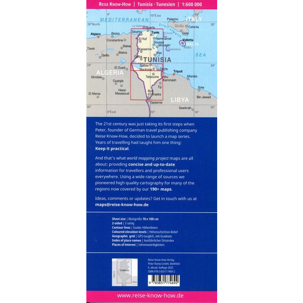 REISE KNOW-HOW LANDKARTE TUNESIEN / TUNISIA (1:600.000) - Straßenkarte Ansicht 2