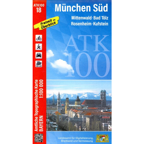 ATK100-18 MÜNCHEN SÜD AMTLICHE TOPOGRAPHISCHE KARTE 1:100000 - Wanderkarte Ansicht 1