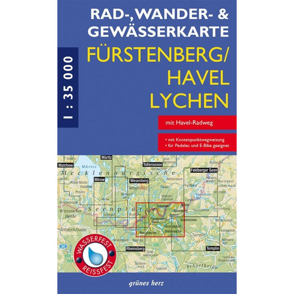RAD-, WANDER- UND GEWÄSSERKARTE FÜRSTENBERG/HAVEL, LYCHEN - Fahrradkarte Ansicht 1