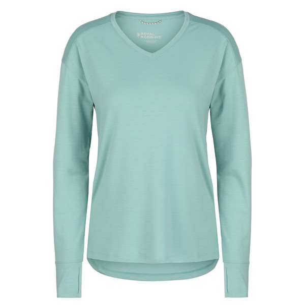 W MADERA V-NECK Damen - Langarmshirt-MINERAL