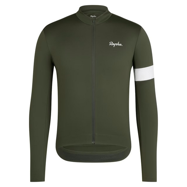 MEN'S CORE THERMAL LONG SLEEVE JERSEY Herren - Fahrradtrikot-DARK GREEN/WHITE