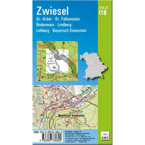 ATK25-I18 ZWIESEL (AMTLICHE TOPOGRAPHISCHE KARTE 1:25000) - Wanderkarte Ansicht 2