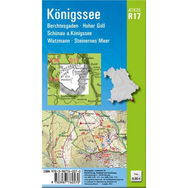 ATK25-R17 KÖNIGSSEE (AMTLICHE TOPOGRAPHISCHE KARTE 1:25000) - Wanderkarte Ansicht 2