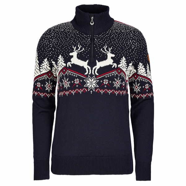 DALE CHRISTMAS FEM SWEATER Damen - Wollpullover-NAVY OFFWHITE REDROSE