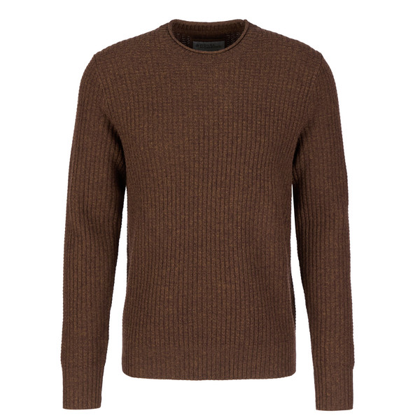 M ROCKCRAFT WAFFLE CREW Herren - Wollpullover-SEAL BROWN HTR