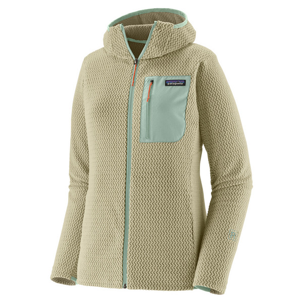 W'S R1 AIR FULL-ZIP HOODY Damen - Fleecejacke-WEATHERED STONE