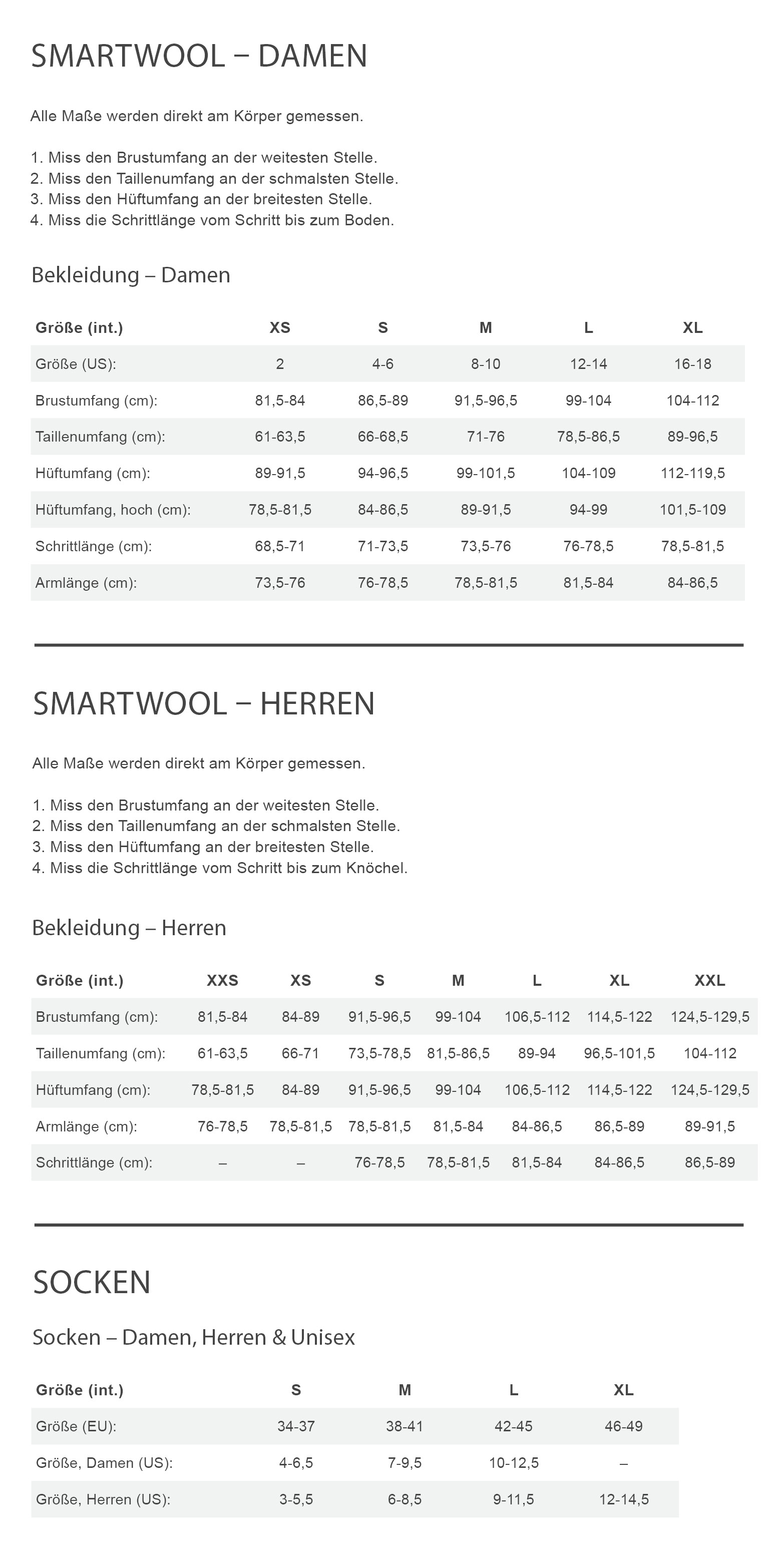 Smartwool HIKE TARGETED CUSHION CREW SOCKS Unisex - Wandersocken Größentabelle