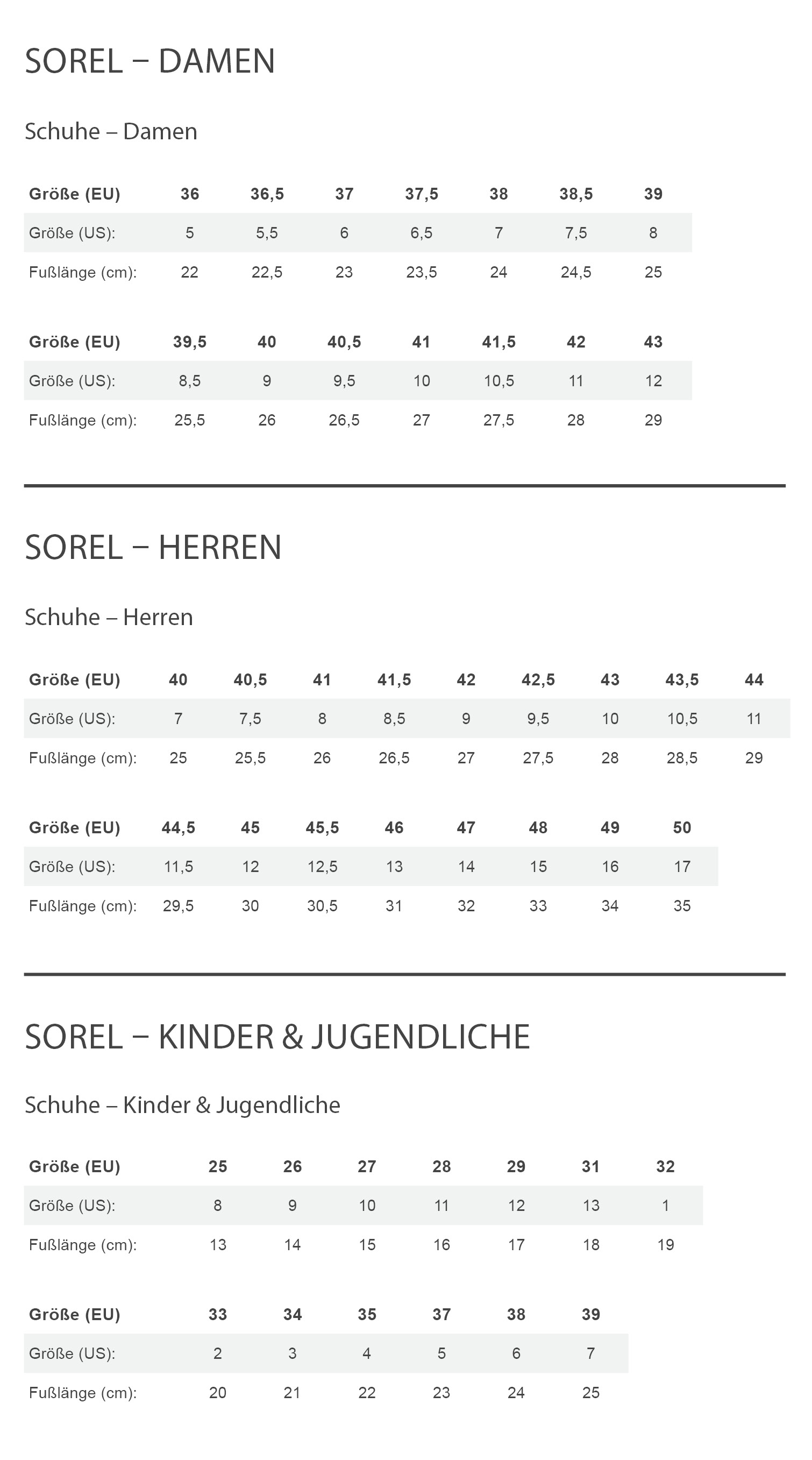 Sorel OUTING NW SNEAKER MID WP Herren - Freizeitstiefel Größentabelle