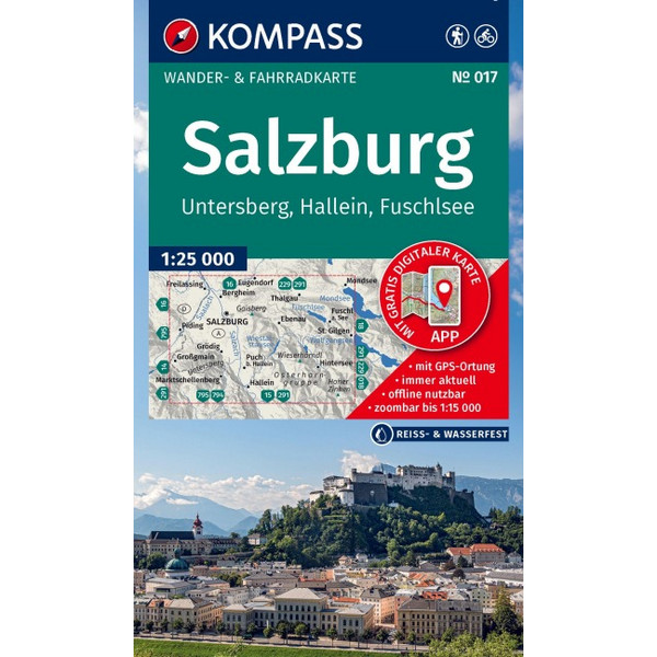 KOMPASS WANDERKARTE 017 SALZBURG, UNTERSBERG, HALLEIN Ansicht 1
