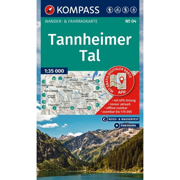 KOMPASS WANDERKARTE 04 TANNHEIMER TAL 1:35.000