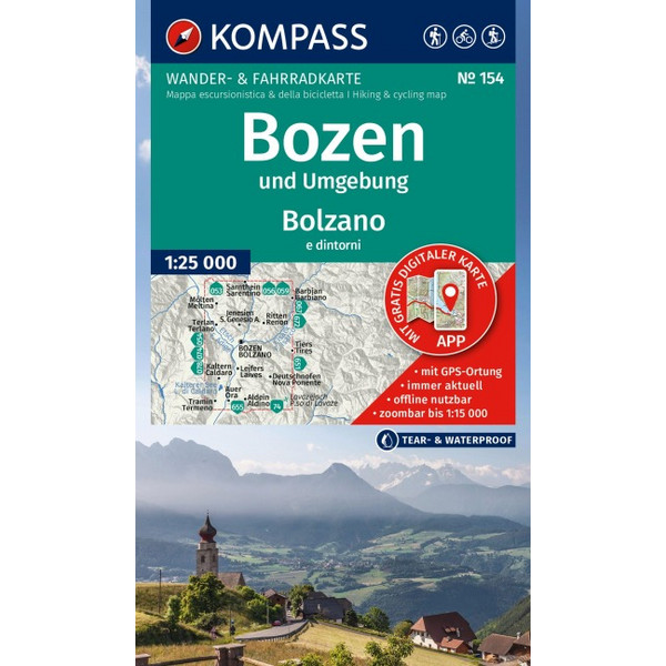 KOMPASS WANDERKARTE 154 BOZEN UND UMGEBUNG Ansicht 1