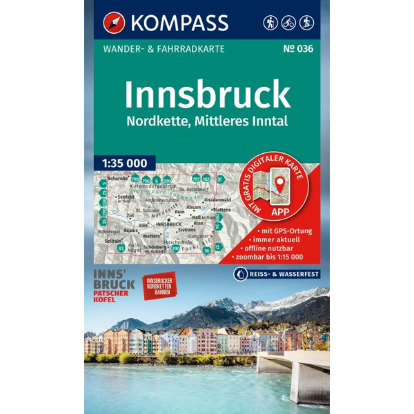 KOMPASS WANDERKARTE 036 INNSBRUCK, NORDKETTE