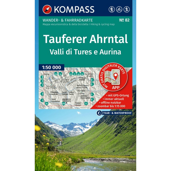 KOMPASS WANDERKARTE 82 TAUFERER AHRNTAL