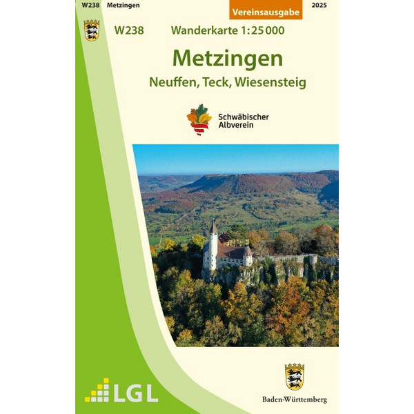 METZINGEN - NEUFFEN, TECK, WIESENSTEIG - Wanderkarte