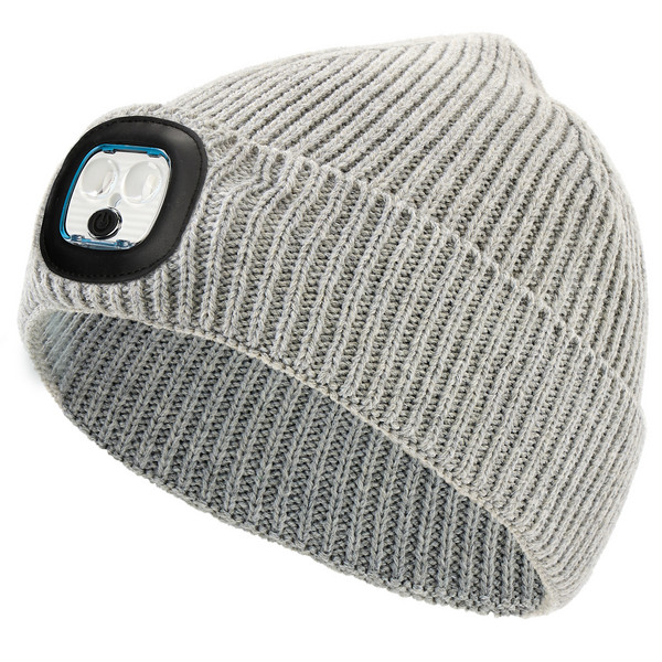 LUMI REFLECTIVE LED BEANIE Kinder - Mütze-GREY MELANGE