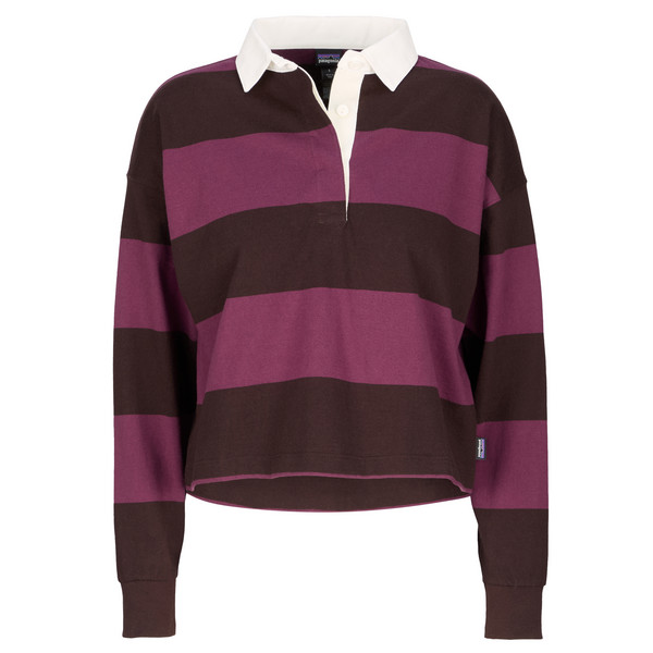 W'S L/S RUGBY SHIRT Damen - Langarmshirt-WIDE STRIPE: BERRY FIG