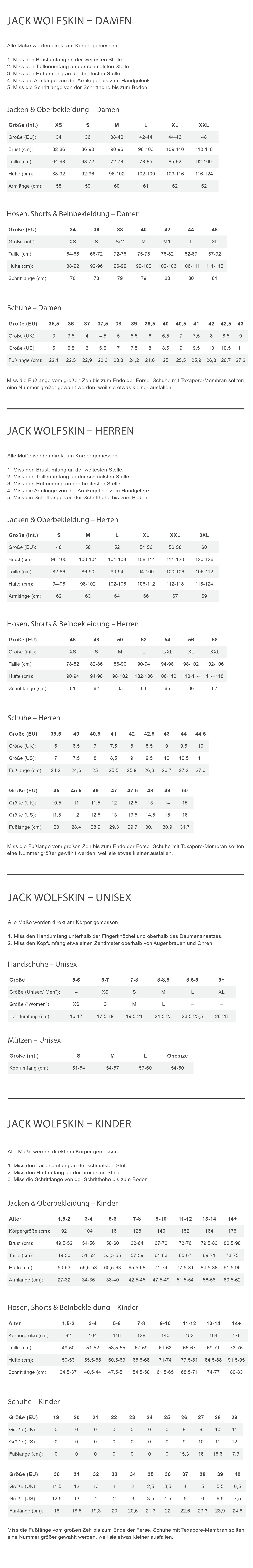 Jack Wolfskin ESSENTIAL HOODIE W Damen - Hoodie Größentabelle