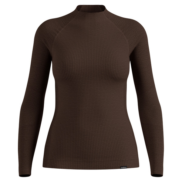 SEAMLESS PERFORMANCE WOOL BL TOP CREW NECK L/S Damen - Baselayer-Shirt-BROWN GRANITE