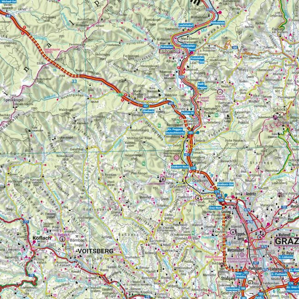 STEIERMARK, STRAßEN- UND FREIZEITKARTE 1:200.000 - Straßenkarte Ansicht 2