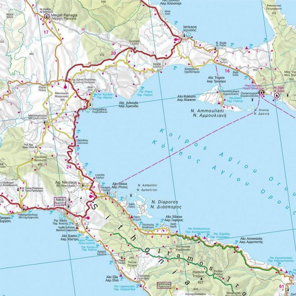 CHALKIDIKI - THASOS - OLYMP, STRAßEN- UND FREIZEITKARTE - Straßenkarte Ansicht 2
