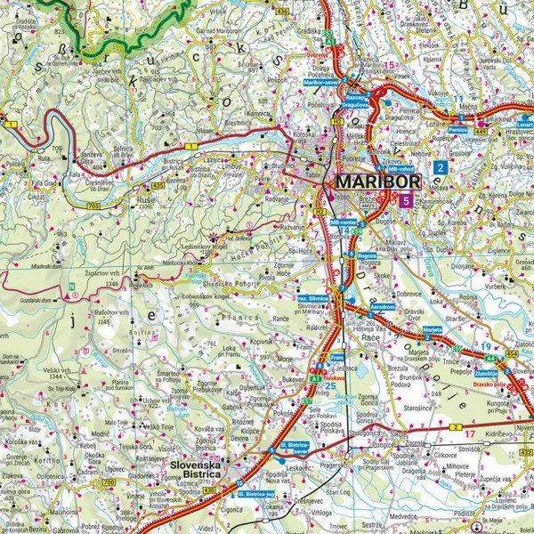SLOWENIEN, STRAßEN- UND FREIZEITKARTE 1:150.000 - Straßenkarte Ansicht 2
