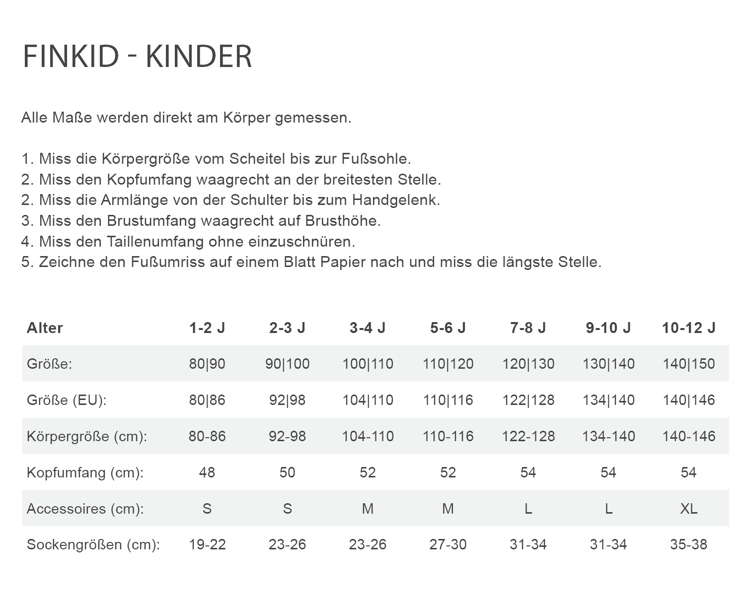 Finkid SUOJA PROTECT Kinder - Softshellhose Größentabelle