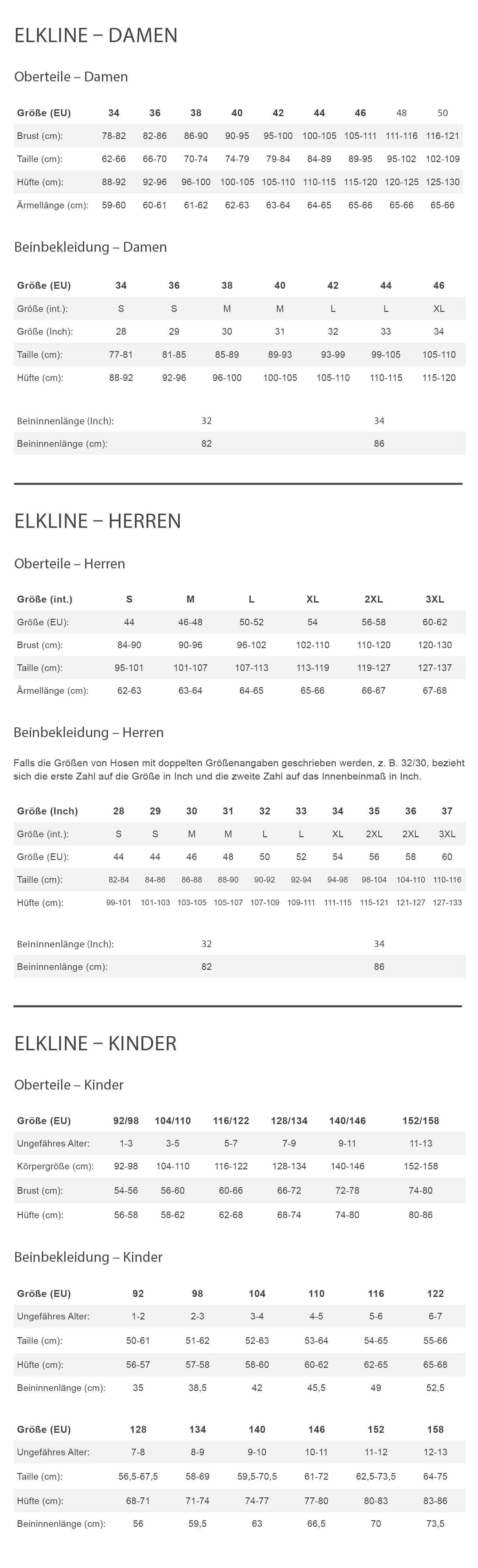 Elkline HASTENICHGESEHEN Damen - Regenmantel Größentabelle