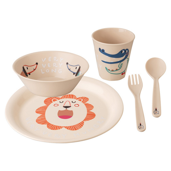 PLATE + BOWL + CUP + CUTLERY SET VERY VERY AT HOME SET OF 4 - Campinggeschirr