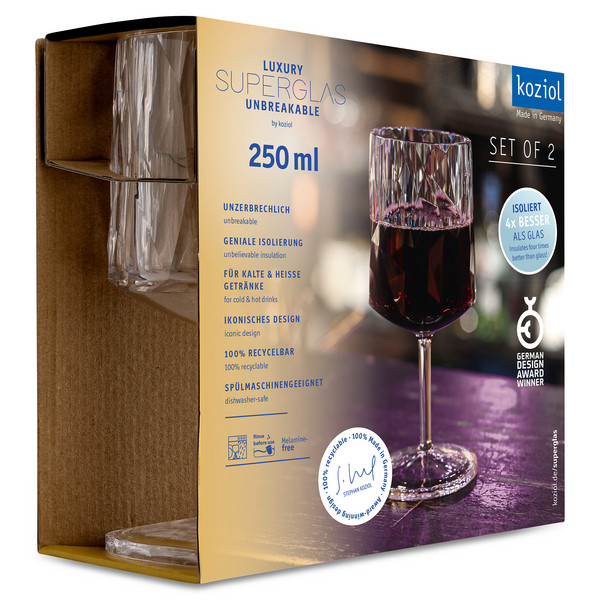Koziol SUPERGLAS TRINKGLAS 250ML CLUB NO. 21 SET OF 2 - Campinggeschirr Ansicht 2