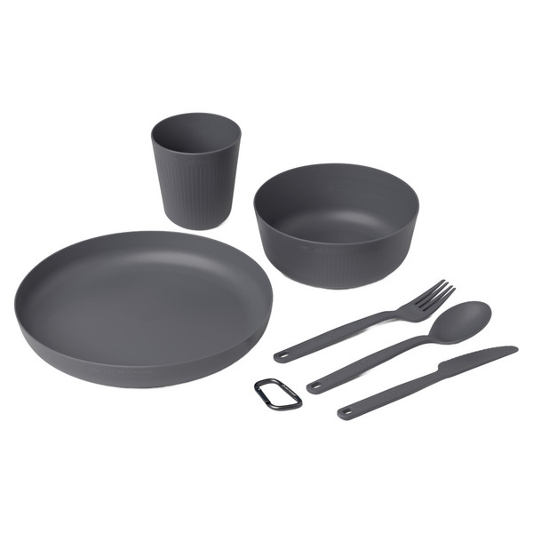 CAMP DINNERWARE SET W/ MESH SACK 6PCS - Geschirrset-CHARCOAL