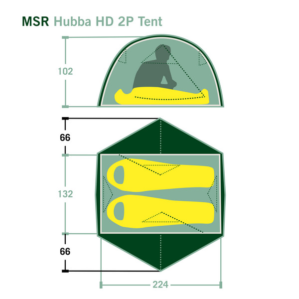 MSR HUBBA HUBBA HD 2P TENT - GREEN - Kuppelzelt Ansicht 2