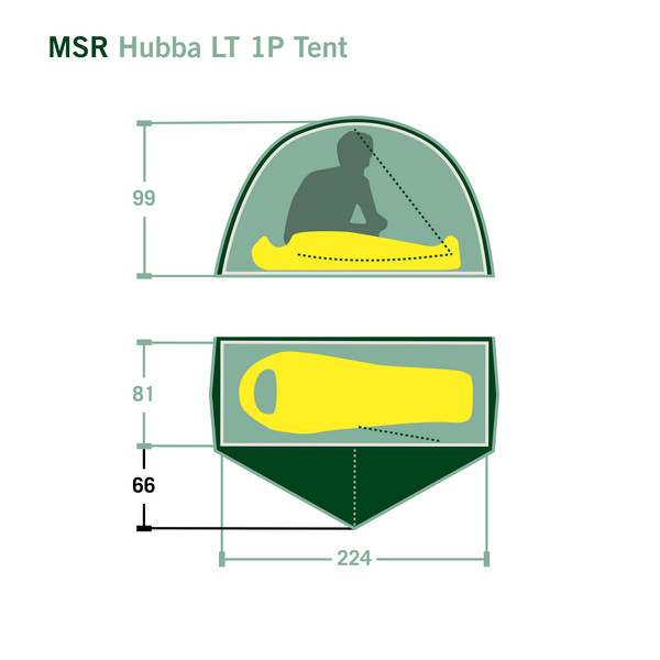 MSR HUBBA HUBBA LT 1P TENT - GREEN - Einpersonenzelt Ansicht 2