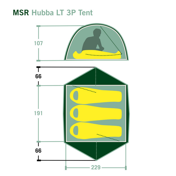 MSR HUBBA HUBBA LT 3P TENT - GREEN - Kuppelzelt Ansicht 2