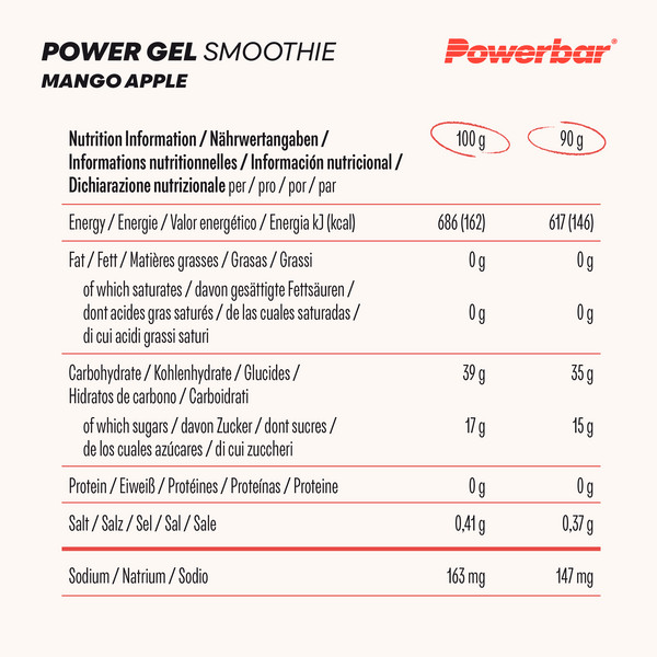 PowerBar PB POWERGEL SMOOTHIE MANGO APPLE (90GX16) PACKAGE - Energiedrink Ansicht 3
