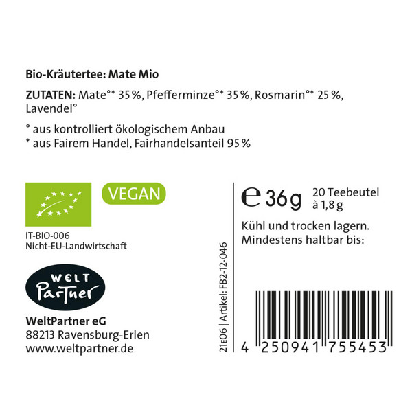 WeltPartner MATE MIO KRÄUTERTEE BIO TEEBEUTEL Ansicht 2