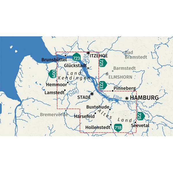 KOMPASS WANDERKARTE 726 HAMBURG, ALTES LAND 1:50.000 Ansicht 2