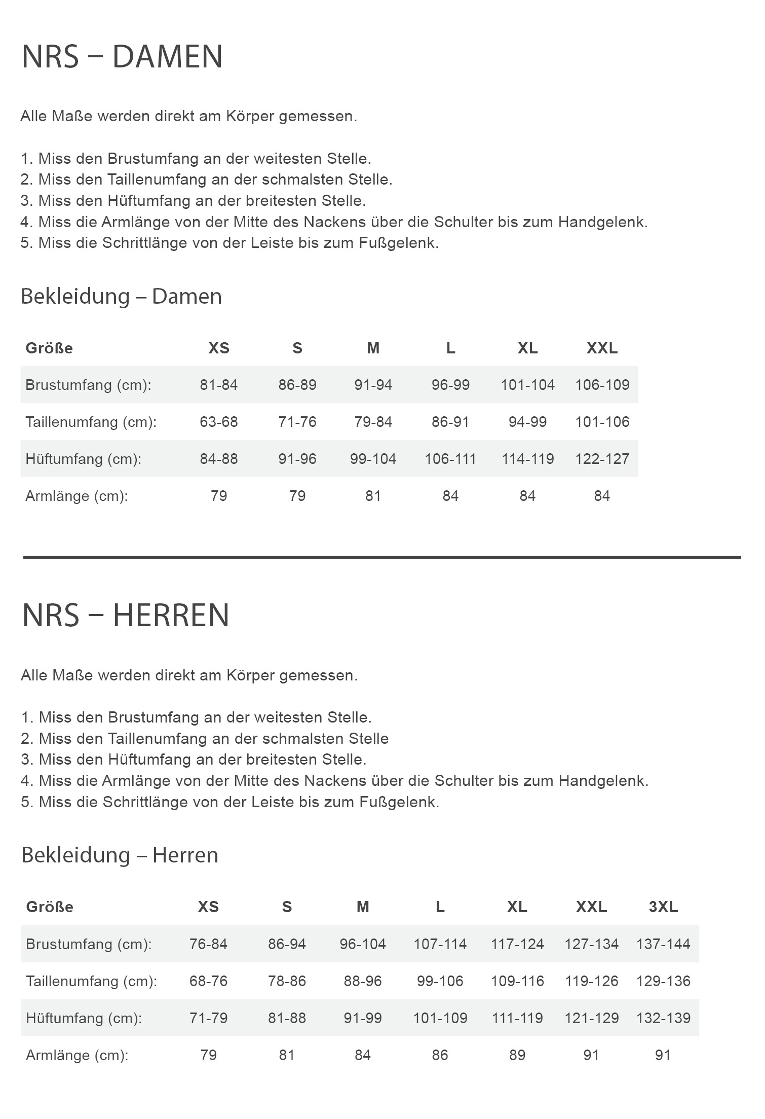 NRS MEN'S HYDROSKIN 0.5 JACKET Herren - Paddeljacke Größentabelle