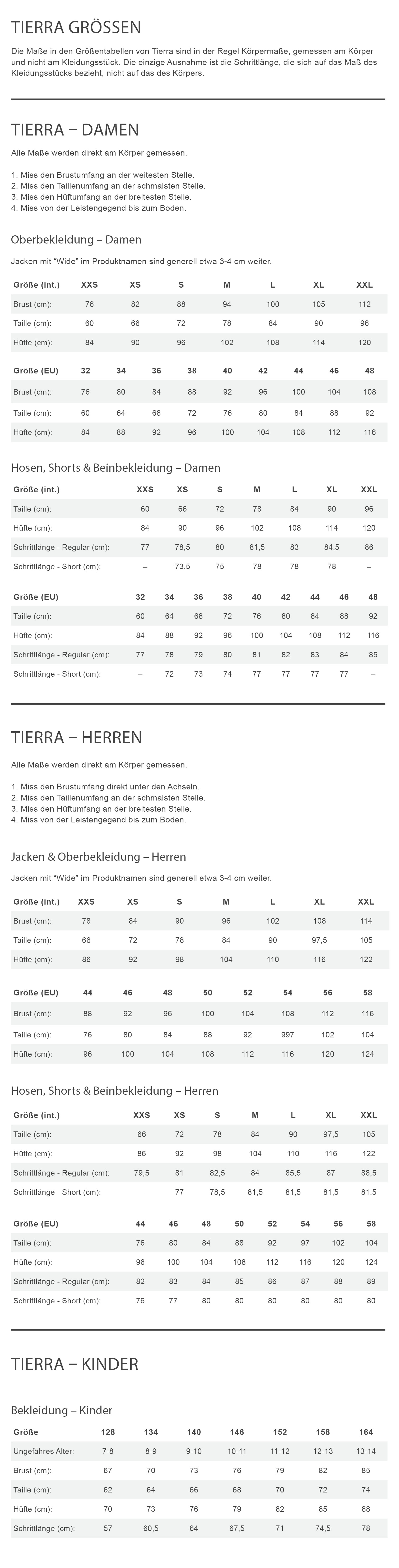 Tierra ISTINDEN HOODED DOWN JACKET M Herren - Daunenjacke Größentabelle