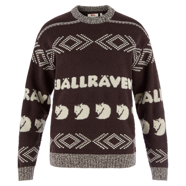 FJÄLLRÄVEN JACQUARD KNIT W Damen - Strickpullover-BLACK OAK-LIGHT BEIGE