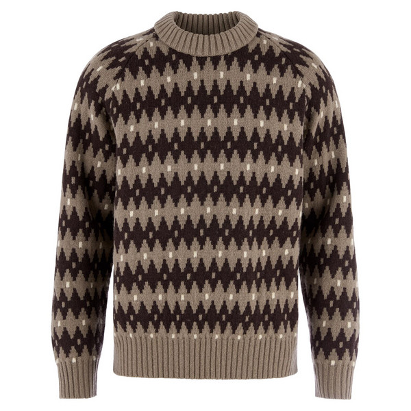 ÖVIK JACQUARD KNIT M Herren - Strickpullover-SUEDE BROWN-BLACK OAK