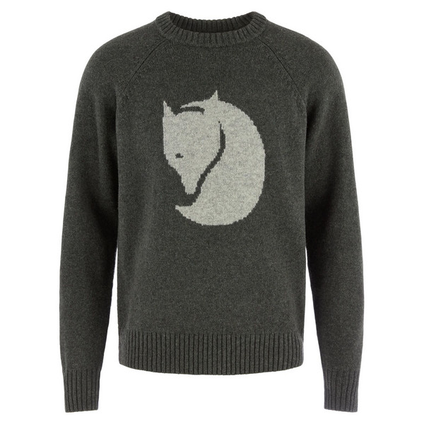 FJÄLLRÄVEN LOGO KNIT SWEATER M Herren - Wollpullover-DEEP FOREST