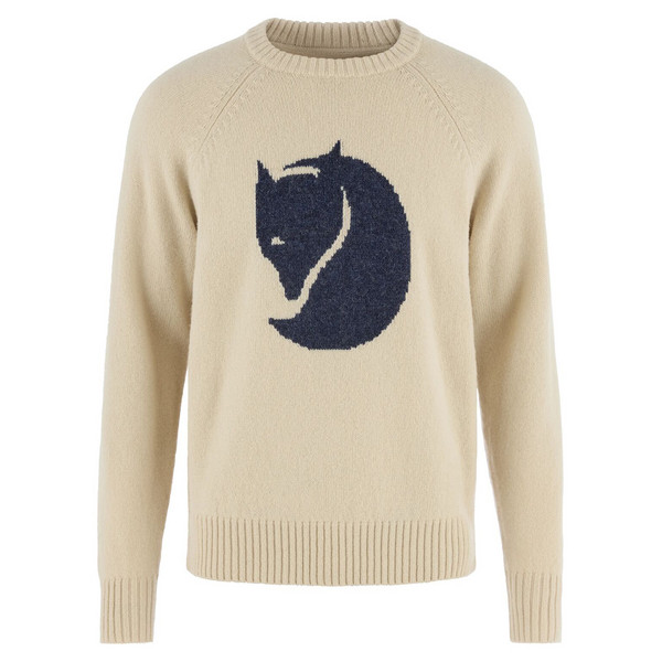 FJÄLLRÄVEN LOGO KNIT SWEATER M Herren - Wollpullover-LIGHT BEIGE